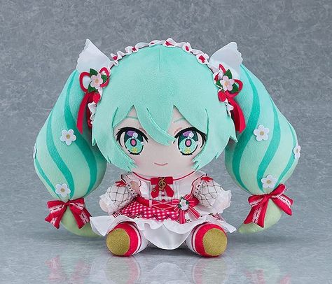 Hatsune Miku 15th Anniversary Plushie doll - YouLoveIt.com Blue Hair Icon, Hatsune Miku 15th Anniversary, Books Manga, Anime Books, Lovely Anime, Doll Japan, Big Plush, Red And White Dress, Metal Gear Rex