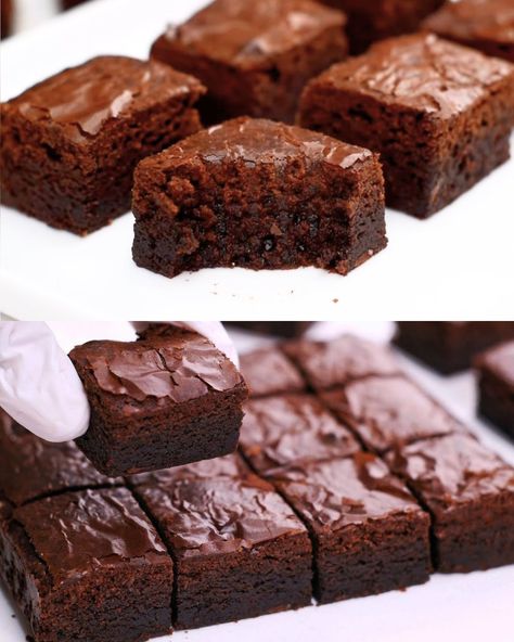 If You Have 1 Egg, No Chocolate, No Butter, No Electric Mixer. Make These Delicious Glossy Brownies. - Greenku Recipes Brownie Recipes 1 Egg, Brownies Without Butter Recipes, Brownies Without Butter, Brownie Recipies, Italian Focaccia Recipe, Baked Cabbage, Focaccia Recipe, Delicious Brownies, Chocolate Butter