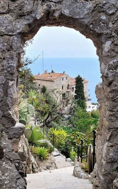 Eze, entre village médiéval et jardin exotique | HappyCurio Beaux Villages, Interesting Places, Cote D’azur, Lebanon, Cactus, France, House Styles, Water, Quick Saves