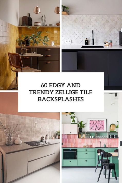 Edgy And Trendy Zellige Tile Backsplashes Cool Backsplash Ideas Kitchen, Zellige Kitchen Backsplash, Kitchen Zellige, Dark Tile Backsplash, Zellige Tile Backsplash, Backsplash Tile Ideas, Kitchen Wall Tiles Design, Trendy Kitchen Design, Tile Backsplash Ideas