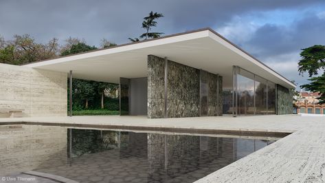 Mies van der Rohe Barcelona Pavilion Barcelona Pavilion Plan, Mies Van Der Rohe Barcelona Pavilion, International Style Architecture, Barcelona Pavilion, Pavilion Plans, Barcelona Architecture, Bamboo Architecture, Famous Architecture, Pavilion Design