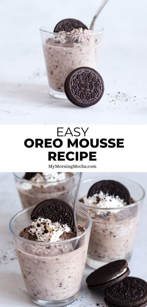 Easy Desserts To Make With Oreos, Easy Oreo Mousse, Quick Oreo Dessert Recipes, Mini Oreo Recipes, Cookies And Cream Mousse Recipe, Desserts To Make With Oreos, Oreo Cream Recipe, Tasty Treats Deserts, What To Cook When Bored