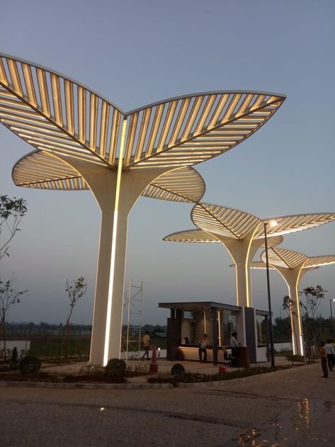 Leaf Sculpture, Leaf Structure, Entrance Gates Design, Urban Development, Building Roof, House Arch Design, Canopy Design, Landscape Architecture Design, Urban Furniture