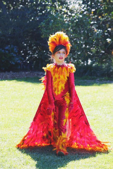 Phoenix Halloween Costume, Diy Phoenix Costume, Fire Costume Diy, Phoenix Costume Diy, Fawkes Costume, Volcano Costume, Flame Costume, Fire Skirt, Ash Costume