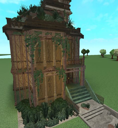 hi!! this build was made by me, if u have any questions feel free 2 ask me Uphill House Design, Grunge Bloxburg House, Uphill House, House Design Bloxburg, Blockburg House, Bloxburg Victorian House, Exterior Layout, Bloxburg Designs, Academia House