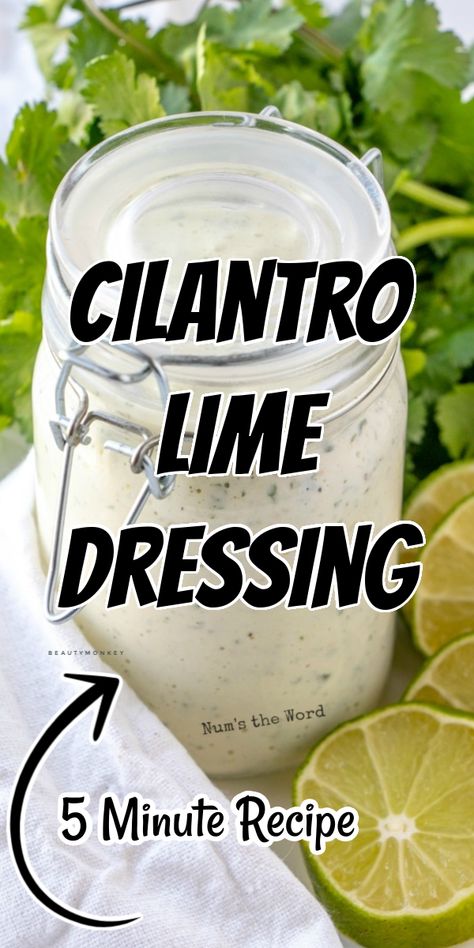 Homemade Cilantro Lime Dressing, Easy Cilantro Lime Dressing, Chili Lime Dressing Creamy, Cilantro Lime Dip, Cilantro Lime Salad Dressing, Lime Cilantro Dressing, Mexican Salad Dressings, Fresh Veggie Recipes, Cilantro Dressing Recipe