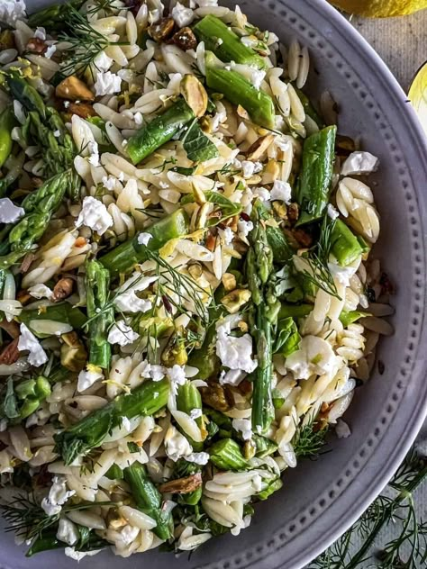 Italian Orzo Salad, Orzo Salad With Asparagus, Orzo Asparagus, Asparagus Orzo, Fresh Pasta Salad, Lemony Orzo, Nice Meals, Asparagus Pasta Salad, Salad With Asparagus