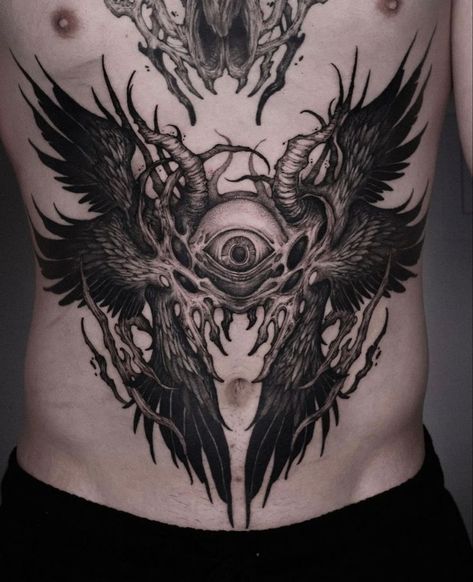 Blackwork Stomach Tattoo, Stomach Tattoo, Stomach Tattoos, Blackwork, Tattoos, Art