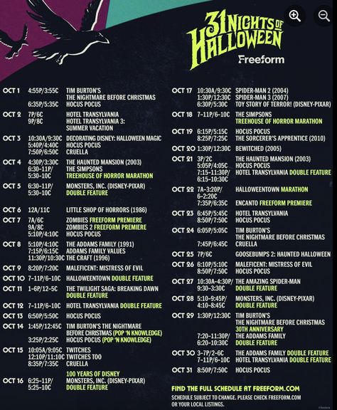 #halloween #movies Disney Channel Halloween, 31 Nights Of Halloween, Addams Family Values, Tim Burton Corpse Bride, Halloween Episodes, The Sorcerer's Apprentice, Movie Schedule, Hotel Transylvania, Halloween Magic