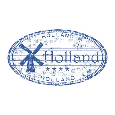 Holland Illustration, Stamp Illustration, Blue Grunge, Art Block, 3d Objects, Rubber Stamp, Rubber Stamps, Holland, Netherlands