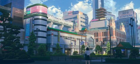 ArtStation - Anime version of Neo Tokyo street, Lihang W Artstation Anime, Street Banners, Neo Tokyo, Tokyo Street, Anime Version, An Anime, Project Ideas, Tokyo, To Create