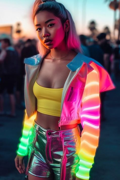 Coachella Neon Outfit, Neon Day Outfit, 2023 Festival, Coachella 2023, Neon Jungle, Electric Dreams, Neon Outfits, Outfit Festival, Festival 2023