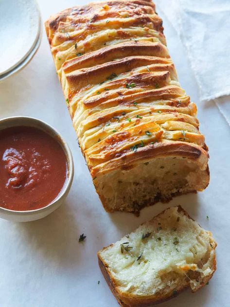 Cheesy Herb Pull Apart Bread | Spoon Fork Bacon Herb Pull Apart Bread, No Carb Bread, Cheesy Pull Apart Bread, Pull Apart Pizza Bread, Spoon Fork Bacon, Savory Scones, Croutons Homemade, Beer Bread, Loaf Of Bread