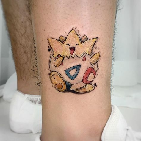 Togapee Pokemon Tattoo, Togepi Pokemon Tattoo, Pokemon Tattoo Kawaii, Pokemon Sleeve Tattoo, Dragonair Tattoo, Pokémon Tattoo Ideas, Cute Pokemon Tattoo, Togepi Tattoo, Tattoos Pokemon