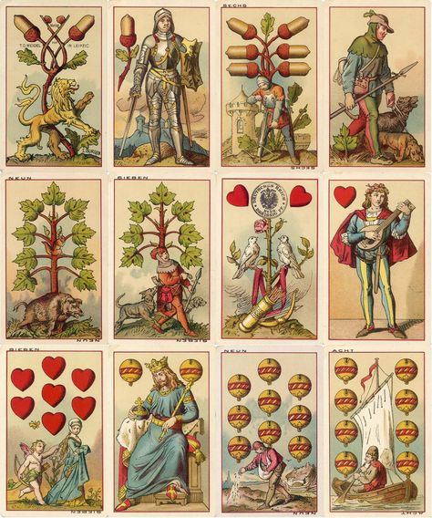 T O Weigel, Leipzig, 1885 - The World of Playing Cards Ephemera Folder, Tamara Lempicka, Playing Card Crafts, Vintage Cards Handmade, Vintage Tarot Cards, Vintage Tarot, Fortune Telling Cards, Arte Folk, Playing Cards Art