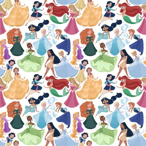 I’d always wanted to draw a repeat pattern, and it was so much fun! Second image is the original, so feel free to use as desktop, blog or phone backgrounds. This design is available in various... Mariana Avila, The Disney Princesses, Disney Princess Cartoons, Wallpaper Iphone Disney Princess, Disney Background, Princess Wallpaper, Karakter Disney, Disney Princess Drawings, Disney Phone Wallpaper