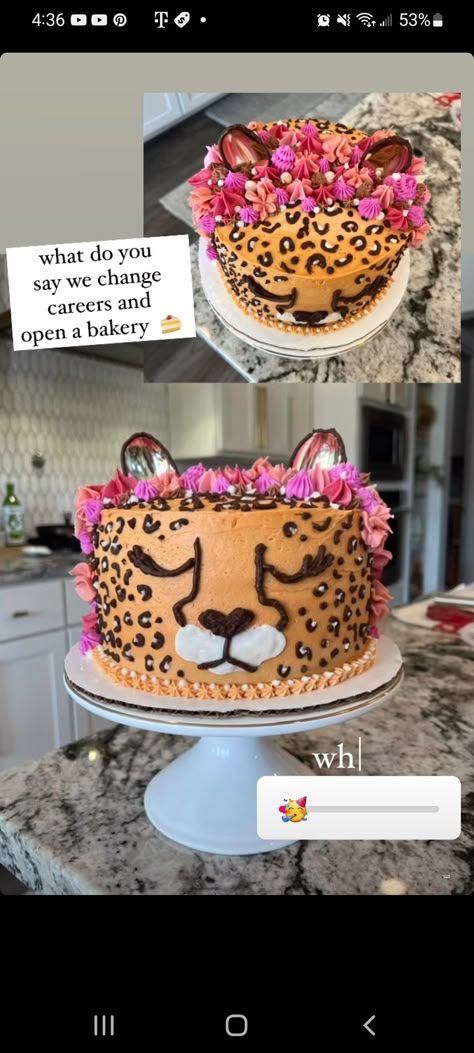 Wild Cat Birthday Cake, Leopard Smash Cake, Diy Cheetah Cake, A For Adley Birthday Cake, Wild And Three Cake, Cheetah Cake Birthday, Cheetah Birthday Party Ideas Kids, Cheetah Themed Birthday Party, Cheetah Print Cake