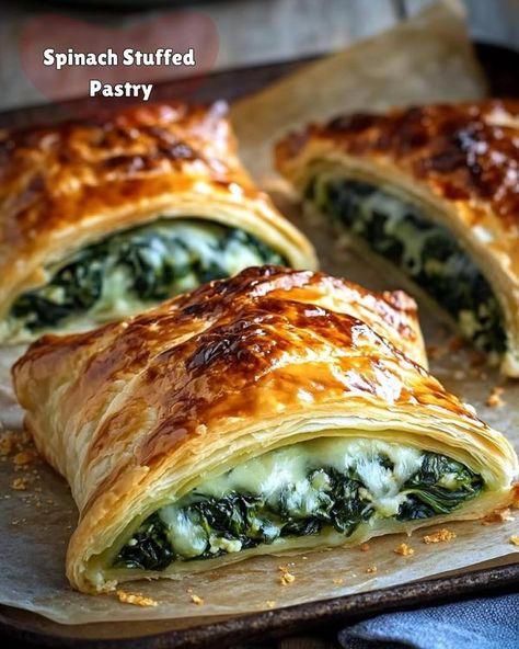 Daily Recipes and Tips 😋 The Original | Spinach Stuffed Pastry | Facebook Spinach Stuffed Pastry, Stuffed Pastry, Spinach Puff Pastry, Spinach Puff, Spinach Pie, Finger Foods Easy, Fresh Spinach, Daily Recipes, Crescent Rolls