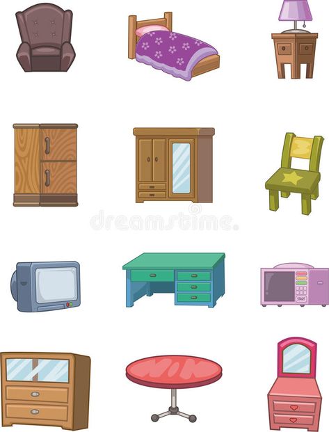 Object Animation, Ejen Zass, Cartoon Furniture, Furniture Icon, Family Activities Preschool, Art Learning, House Cartoon, English Conversation, Cartoon House