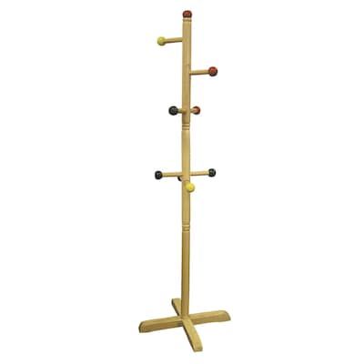 ORE International Natural 8-Hook Coat Stand in the Coat Racks & Stands department at Lowes.com Kids Shoe And Coat Rack, Montessori Coat And Shoes, Peg Coat Rack, Childrens Coat Hangers, Kids Coat Rack, Kids Clothing Rack, Diy Coat Rack, Brown Mirror, Standing Coat Rack