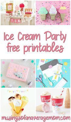 Tons of free Ice Cream  party printables! Ice Cream Party Decorations Printables, Ice Cream Party Diy Decorations, Ice Cream Sundae Party Favors, Ice Cream Diy Decorations, Ice Cream Party Printables Free, Free Ice Cream Printables, Ice Cream Party Decorations Diy, Ice Cream Social Party Ideas, Diy Ice Cream Truck