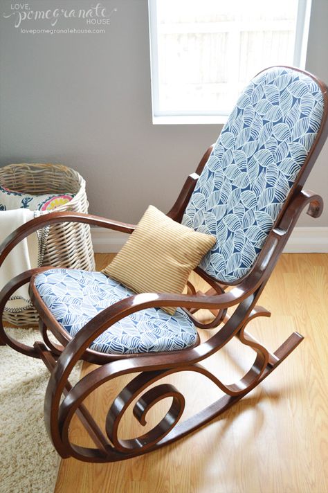 Bentwood Rocking Chair Makeover Rocking Chair Redo, Cane Rocking Chair, Bentwood Rocker, Rocking Chair Makeover, Plastic Patio Chairs, Diy Rocking Chair, Bentwood Rocking Chair, Eames Rocking Chair, Chair Redo