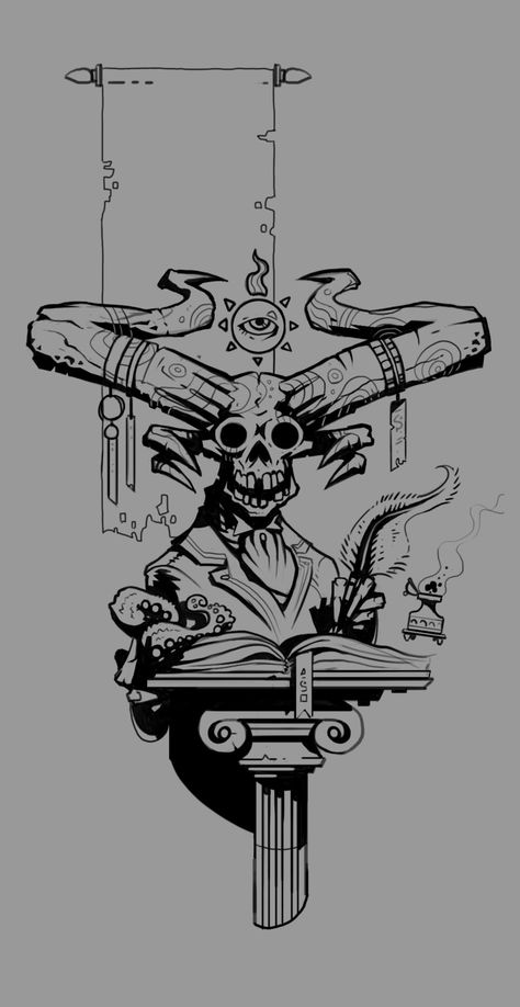 ArtStation - Demon Register Final, Luke Viljoen Dark Art Tattoo, 다크 판타지, Tattoo Art Drawings, Creepy Art, Tattoo Design Drawings, Monster Art, Skull Art, 로고 디자인, Horror Art