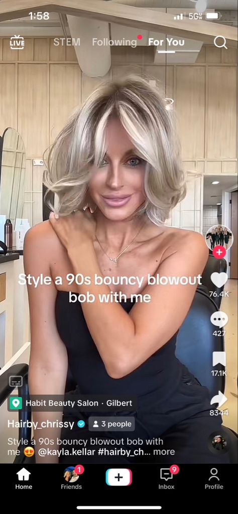 Short Bouncy Blowout, Blonde Bob Blowout, Bouncy Blowout Short Hair, Short Hair Blowout Styles, Shoulder Length Blowout, Voluminous Bob, Bob Inspiration, Bouncy Bob, Short Hair Blowout