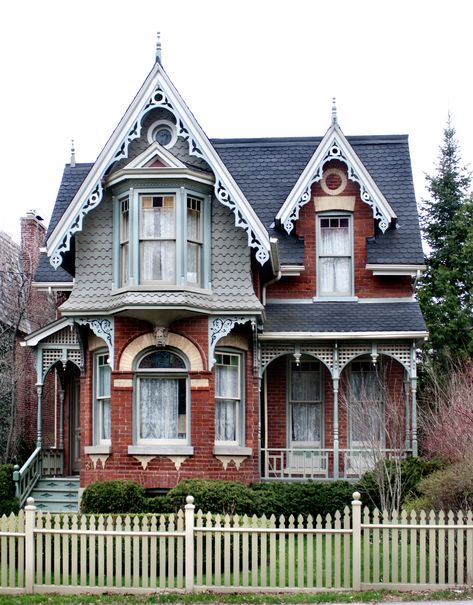 https://flic.kr/s/aHsjuDi9Uj | Toronto; Victorian Magical Palace, Timeless Homes, Brick Victorian, Victorian House Colors, Carpenter Gothic, Location Unknown, Victorian Style House, Victorian Style Homes, Red Brick House