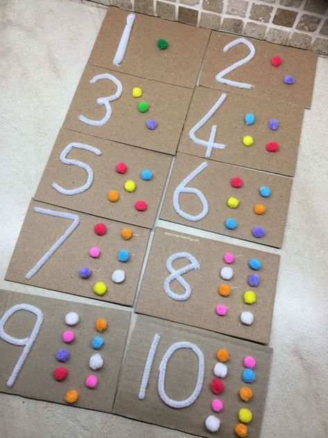 May 27, 2020 - Make these touch and feel counting cards for your child to have a multi sensory learning experience when introducing simple counting! A while ago I made Touch & Feel Shapes and it was so effective and my 4 year old loved it. Today it is numbers!   When a child learn with more than one sense at … Numbers Preschool, Counting Activities, Math Activities Preschool, Kraf Diy, Homeschool Activities, Kids Learning Activities, Toddler Learning Activities, Preschool Learning Activities, Preschool Math