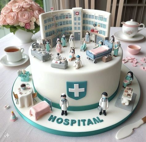 @erlitakrist Medical School Graduation Party Ideas, Medical Cake, Nurse Cake, Doctor Cake, Nursing Cake, Nurse Birthday, Beauty Cakes, Happy Birthday Wishes Cake, Birthday Wishes Cake