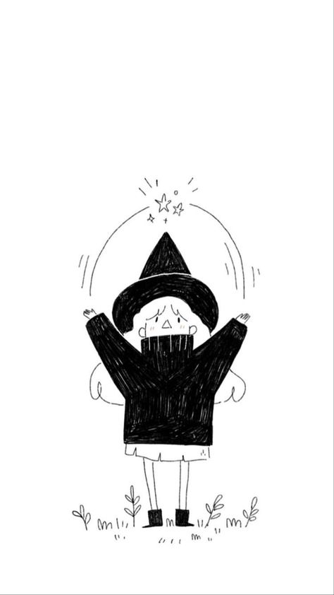 Witch Drawing Aesthetic, Simple Witch Drawing, Cute Witch Wallpaper, Witch Wallpaper Aesthetic, Witch Illustration Art, Witch Doodles, Witches Wallpaper, Cheyenne Barton, Witch Sketch