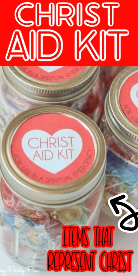 Use this Christ's atonement lesson idea and the Christ Aid kit handouts to help teach youth about the power of the atonement and how Christ can help us in a spiritual emergency! Perfect for any time you want to teach about Christ, the atonement, or for Easter Sunday!  via @playpartyplan Easter Christian Crafts, Christian Easter Crafts For Kids, Lds Youth Activities, Lds Object Lessons, Lds Handouts, Yw Handouts, Young Women Lesson Helps, Lds Girls Camp, Lds Seminary