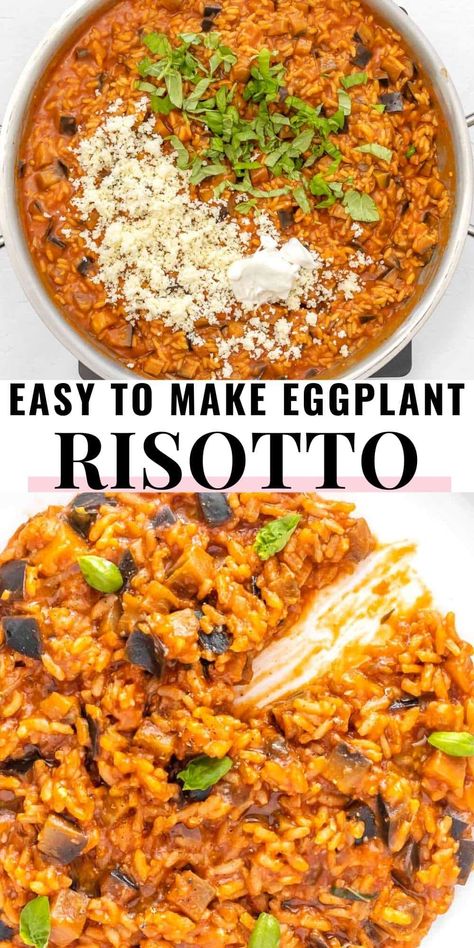 Eggplant Risotto Recipe, Eggplant Fried Rice, Eggplant Over Rice, Eggplant And Rice, Eggplant Rice Recipes, Egg Plant Dinner, Eggplant Meal Prep, Eggplant And Rice Recipes, Recipes With Aubergine