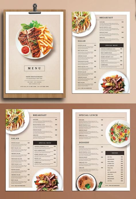 Breakfast Menu Design, Menu Design Layout, Menu Design Inspiration, Cafe Menu Design, Menu Card Design, Menu Layout, Food Menu Template, Menu Design Template, Restaurant Menu Template