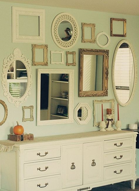 Mirrors and Frames Mirror Collage, Mirror Gallery, Mirror Gallery Wall, Smart Tiles, Simple Wall Art, Design Del Prodotto, Framed Mirror Wall, My New Room, Home Fashion