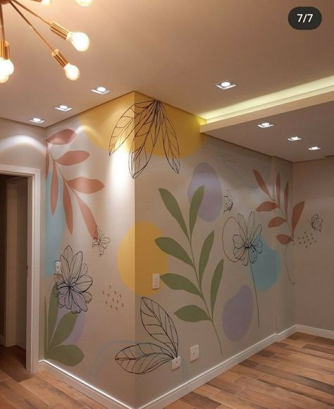 Painted Wall Decor, Wall Murals Diy, Ikea Hallway, Creative Wall Painting, Desain Pantry, Diy Wall Painting, Home Decor Aesthetic, Room Wall Painting, Design Hallway