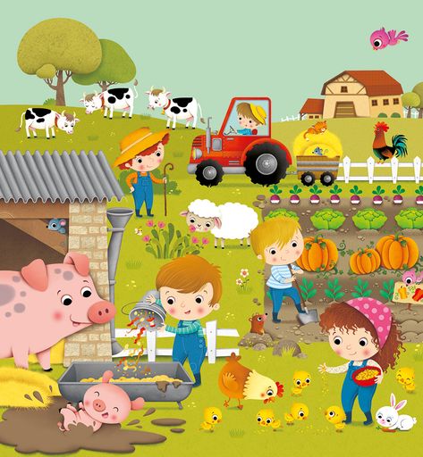 Farm Picture, Picture Comprehension, Picture Composition, Picture Prompts, Picture Story, Speech Therapy Activities, Childrens Illustrations, Preschool Worksheets, Childrens Art