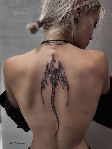 Fairy And Dragon Tattoo, Lower Back Dragon Tattoo, Hamstring Tattoo Women, Hot Back Tattoos, Spine Dragon Tattoo, Tramp Tattoos, Dragon Tattoo Girl, Girl Dragon Tattoo, Back Tattoo Dragon