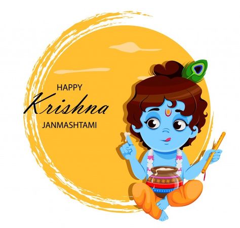 Happy krishna janmashtami. little lord k... | Premium Vector #Freepik #vector #card #cartoon #happy #indian Happy Krishna Janmashtami, Happy Krishna, Janmashtami Wishes, Krishna Flute, Happy Janmashtami, Krishna Janmashtami, Yoga Day, Krishna Painting, Mobile App Development Companies