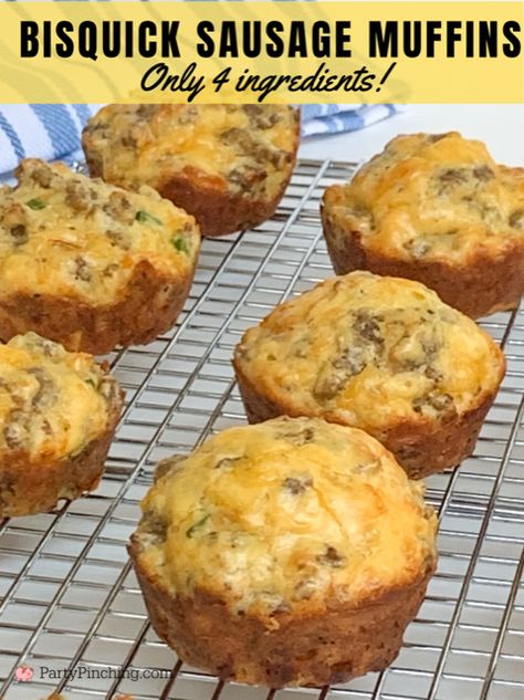 Bisquick Sausage Muffins, Sausage Cheese Muffins, Sausage Breakfast Muffins, Cheddar Muffins, Sausage Muffins, Baked Breakfast, Tin Recipes, Gf Breakfast, Vegan Muffins