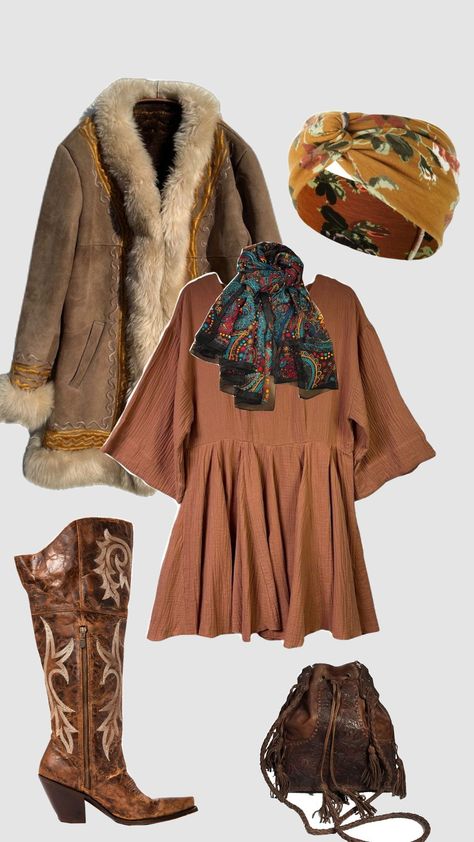 #boho Boho Country Outfits Winter, Country Outfits Winter, Hippie Fashion Aesthetic, Boho Winter Outfit, Boho Country Outfits, Winter Boho Outfits, Bohemian Winter Outfits, Boho Clothing Style, Casual Boho Outfits