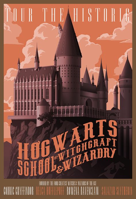 Tour Hogwarts Castle Harry Potter Travel Poster, Posters Harry Potter, Harry Potter Travel, Harry Potter Poster, Harry Potter Cosplay, Harry Potter Artwork, Hogwarts Castle, Classic Movie Posters, Hogwarts Express