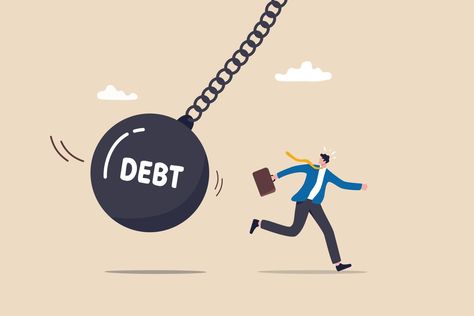 Debt problem, obligation or financial loan crisis, liability or credit failure, no money to pay for debt, mortgage default concept, business man run away from heavy wrecking ball with the word debt. Happy Gandhi Jayanti, Quitting Job, Credit Debt, Bad Debt, Gandhi Jayanti, Car Payment, Wrecking Ball, Debt Relief, Financial Problems