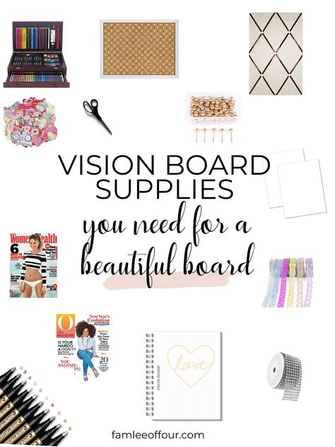 How To Make A Vision Board Diy Ideas, Vision Board Supplies List, Vision Board Supply List, Visualization Affirmations, Vision Board Materials, Beautiful Vision Boards, Vision Board Supplies, Personal Core Values, Bored Ideas