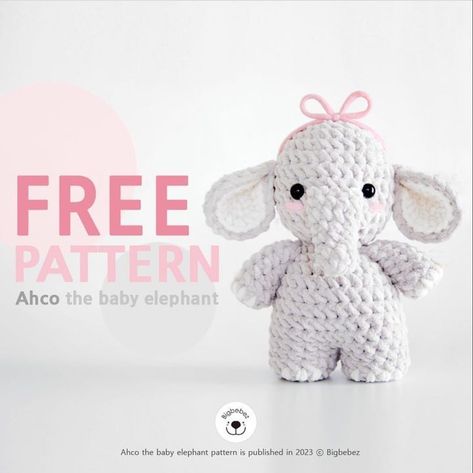 Free pattern @bigbebez 🌻 . Please don’t forget to tag and follow the designer of the pattern when publishing your works… | Instagram Crochet Elephant Pattern Free, Amigurumi Elephant Pattern, Crochet Elephant Pattern, Diy Crochet Patterns, Crochet Animals Free Patterns, Amigurumi Elephant, Crochet Elephant, Crochet Amigurumi Free, Elephant Pattern