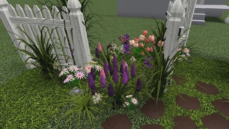 Bloxburg Realistic Front Yard, Bloxburg Outside Garden Ideas, Bloxburg Fairy House Ideas, Overgrown Bloxburg House, Bloxburg Grass Decals, Bloxburg House Garden, Bloxburg Pathway Ideas, Bloxburg Waterslide, Surfboard Codes Bloxburg