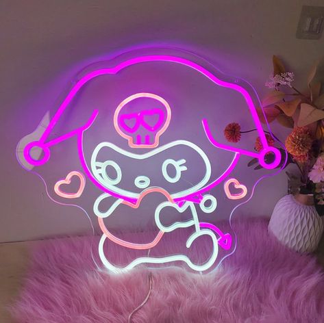 Kuromi Neon Sign, Aesthetic Wall Decor Bedroom, Gifts For Anime Fans, Led Aesthetic, Anime Neon Sign, Cyberpunk Room, Salon Office, Sign Room Decor, Neon Bedroom