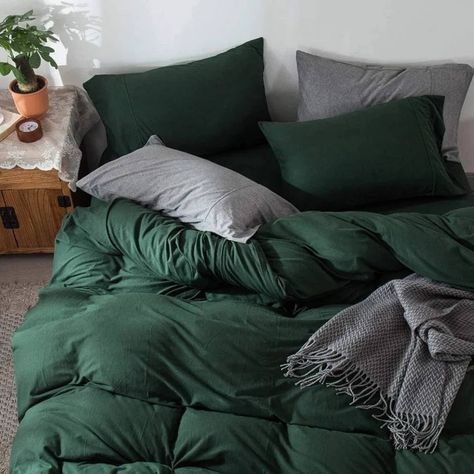 Seersucker Bedding, Unique Duvet Covers, Boho Bedding Sets, Washed Linen Duvet Cover, 100 Cotton Duvet Covers, Green Duvet, Green Duvet Covers, Green Bedding, Bedding Duvet