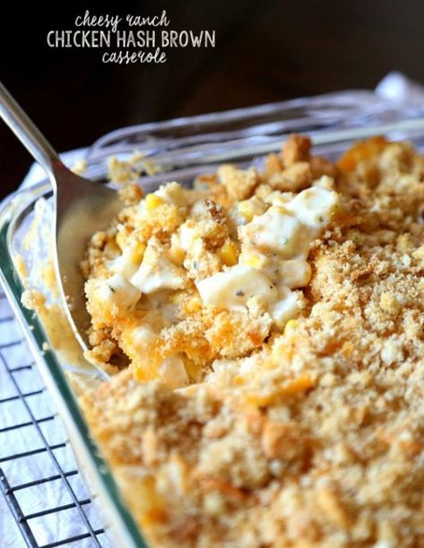 Cheesy Ranch Chicken, Chicken Hash, Chicken Hashbrown Casserole, Hashbrown Casserole Easy, Easy Chicken Casserole Recipes, Cookies And Cups, Cheesy Ranch, Chicken Casserole Easy, Hash Brown Casserole